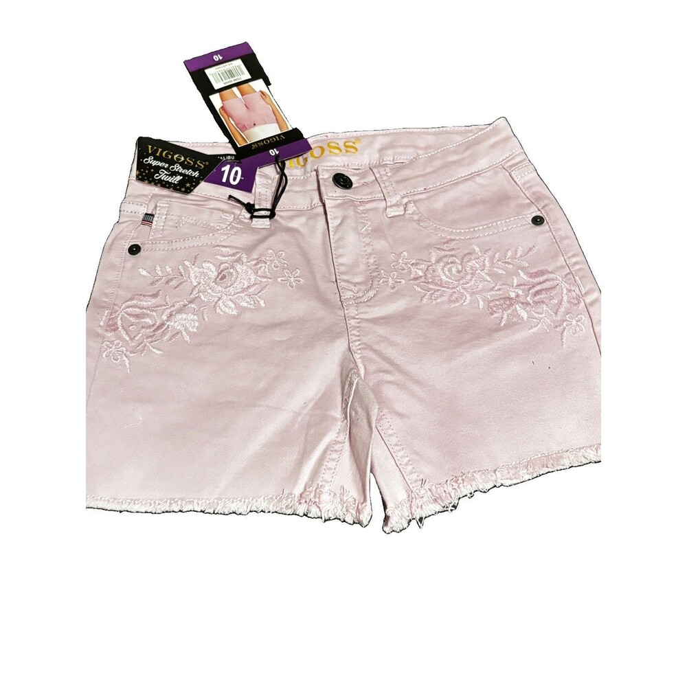 Vigoss Girl Size 10 Pink Super Stretch Twill Malibu Midshorts Victory Short NWT